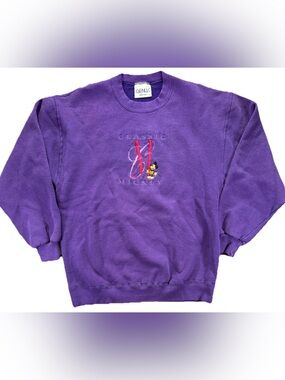 Vintage 90s Disney Classic Mickey Mouse Sweatshirt Men's Large Purple Embroidery